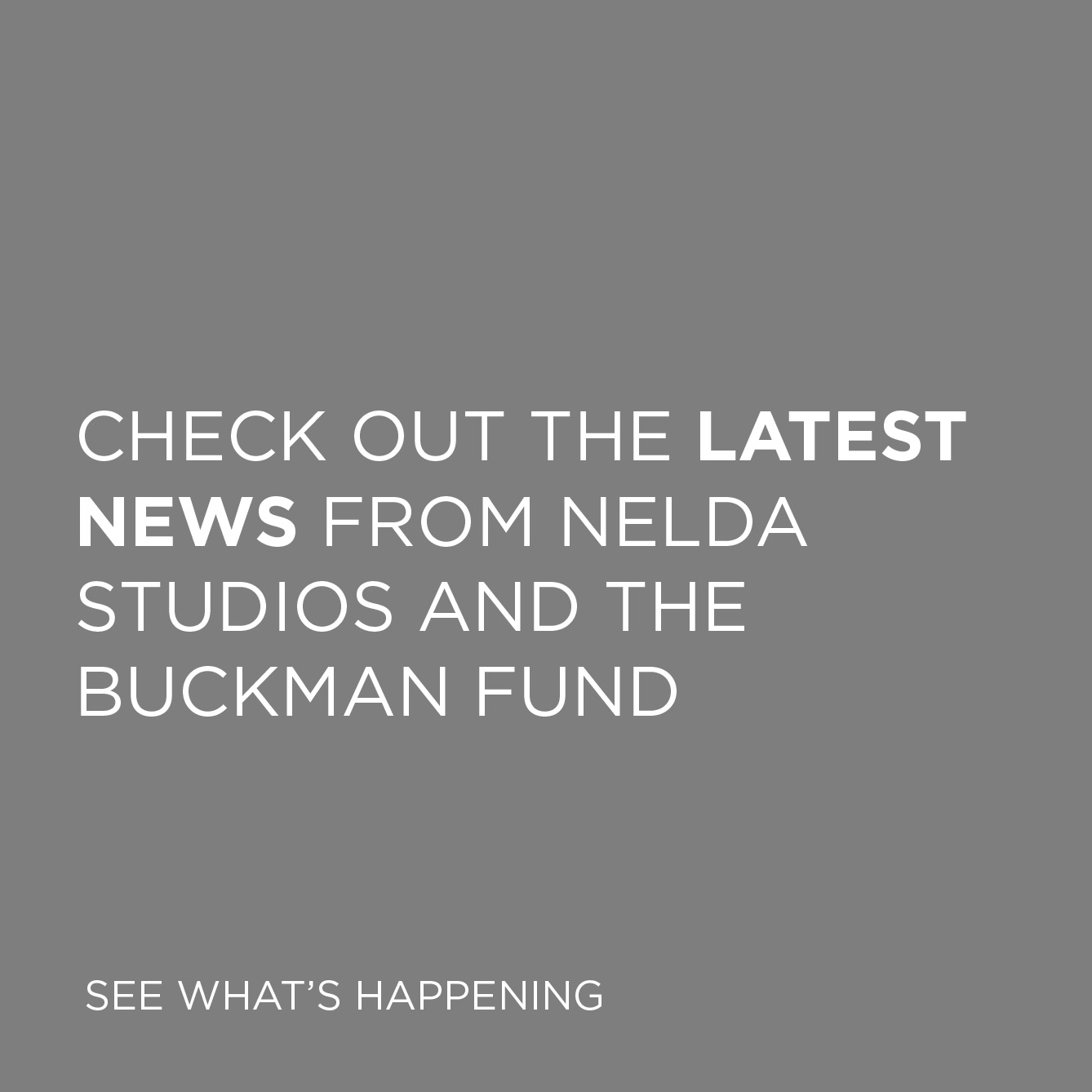 Check out the latest news from Nelda Studios and the Buckman Fund – learn more